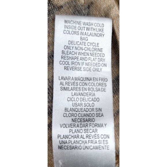 Democracy Camel Black Metallic V Neck Animal Print Long Sleeve Peasant Blouse 3X - Picture 7 of 9